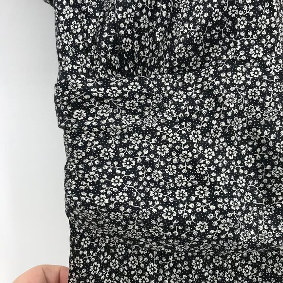 Express Design Studio Womens Medium Black White Ditzy Floral Silk V Neck Tie - Picture 4 of 13